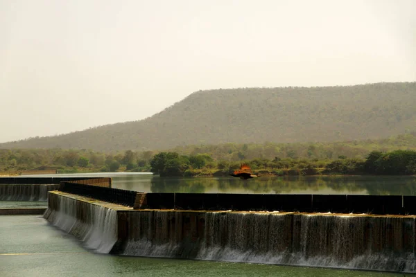 Barragem Gangau Situada Dentro Reserva Panna Tiger Madhya Pradesh Índia — Fotografia de Stock