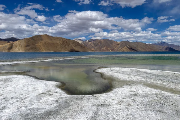 Salt Formation Bankok Pangong Lake Ladakh India Armyman Pangong Tónál — Stock Fotó