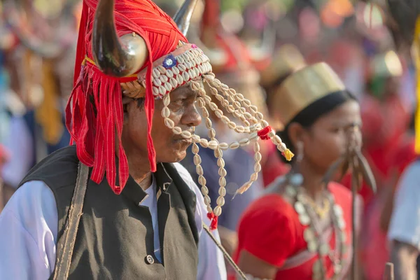 Портрет Племінної Людини Dussera Procession Chattisgarh India — стокове фото