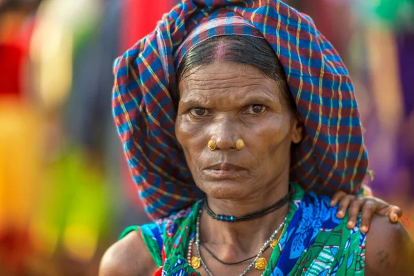 Portrét Kmenové Dámy Dussera Chattisgarh Indie — Stock fotografie