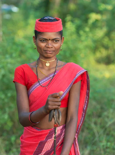 Portrét Kmenové Dámy Dussera Chattisgarh Indie — Stock fotografie