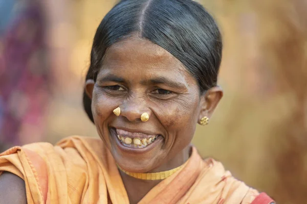 Portrét Kmenové Dámy Dussera Chattisgarh Indie — Stock fotografie