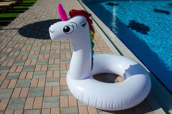 Flotador Inflable Unicornio Flotador Unicornio Para Piscina Vacaciones Verano Vacaciones — Foto de Stock