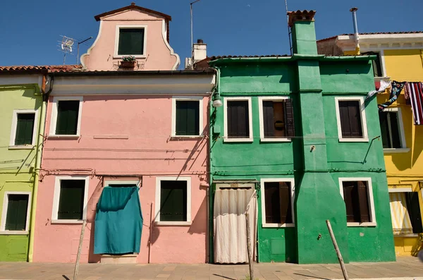 Casas Pintadas Colores Tradicionales Isla Burano Venecia Italia Isla Una — Foto de Stock
