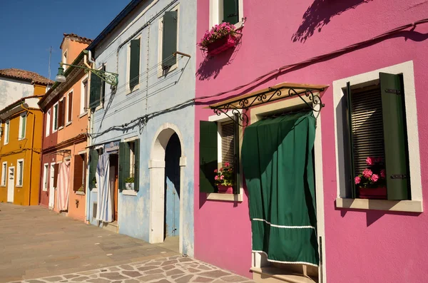 Casas Pintadas Colores Tradicionales Isla Burano Venecia Italia Isla Una — Foto de Stock