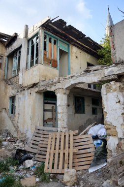 Lefkoşa 'nın Türk tarafında yok edilmiş ev, Kıbrıs