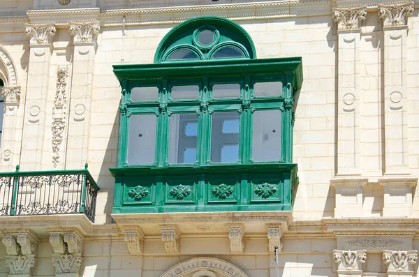 Maltské zelené okno, Valletta, Malta — Stock fotografie