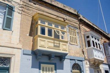 Açık sarı balkon Valletta, Malta
