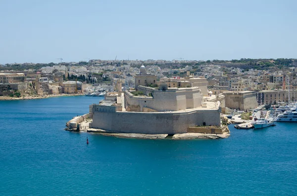 Panoramautsikt över Fort St. Angelo på Malta. Plats där spelet — Stockfoto