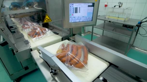 Sausage production at the factory — Stock Video