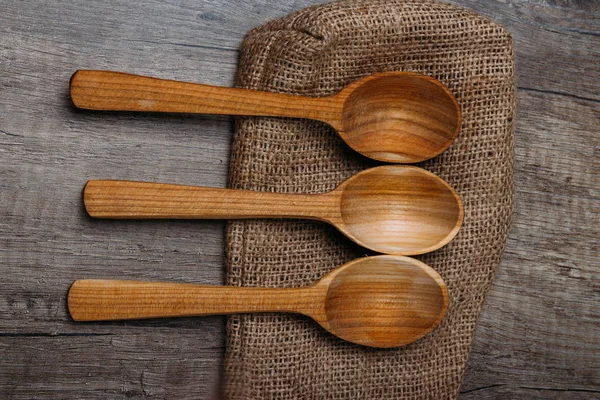 Wooden Spoons Cutlery Wooden Table — Stock Photo, Image