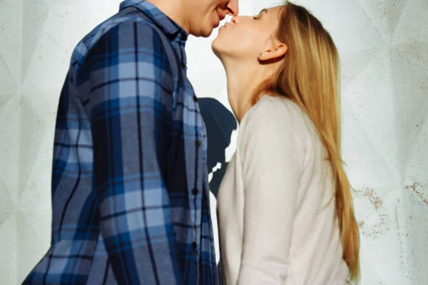 Schaduw Van Een Paar Tussen Een Man Een Vrouw Kus — Stockfoto