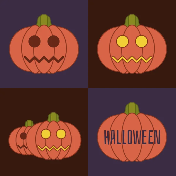Halloween Tour Régal Icône Vectorielle Sertie Citrouilles Attribut Halloween Traditionnel — Image vectorielle
