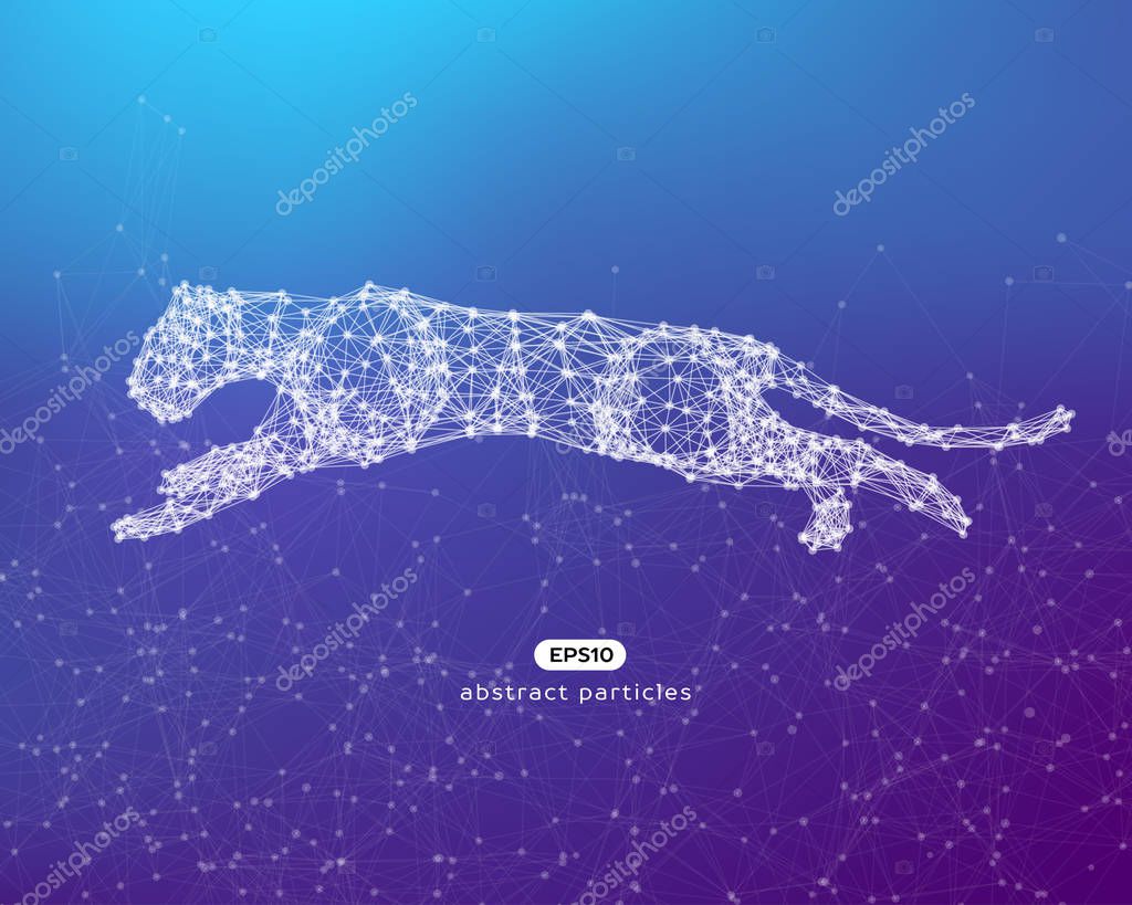 Vector abstract illustration of jumping puma. Eps 10. You can easily change color.