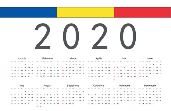 Румунський 2020 рік векторний календар — стоковий вектор