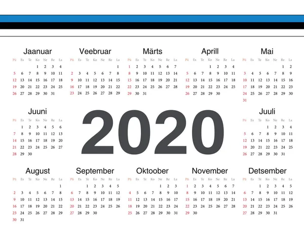 Vektor estniska cirkel kalender 2020 — Stock vektor