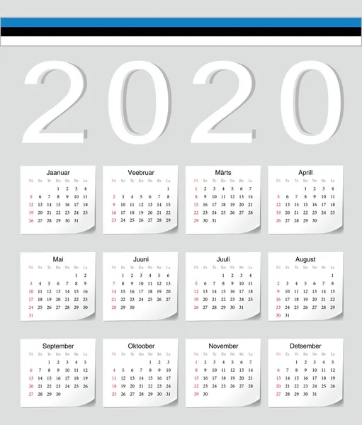 Calendrier estonien 2020 — Image vectorielle