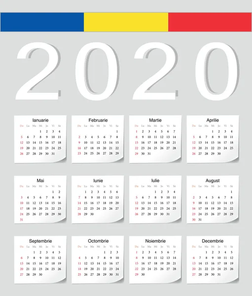 Rumänska 2020 kalender — Stock vektor