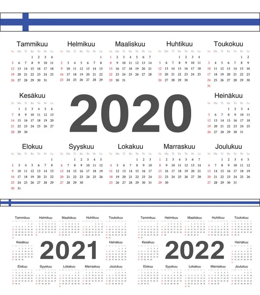 Vektor finska cirkel kalendrar 2020, 2021, 2022. — Stock vektor