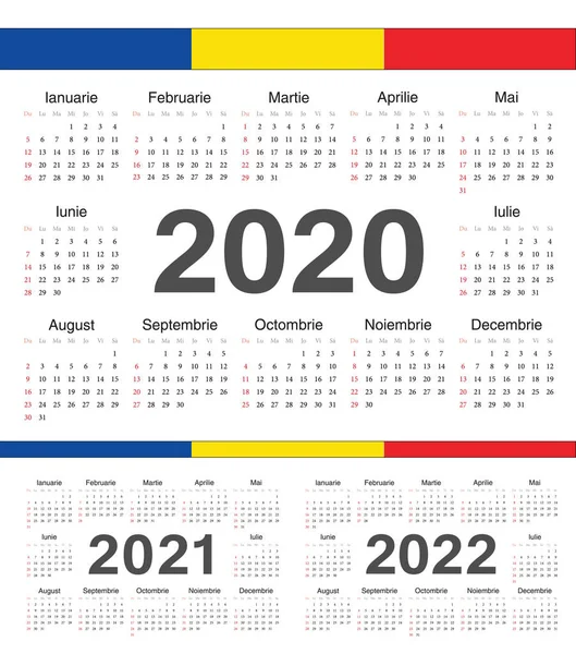 Векторні календарі румунський круг 2020, 2021, 2022. — стоковий вектор