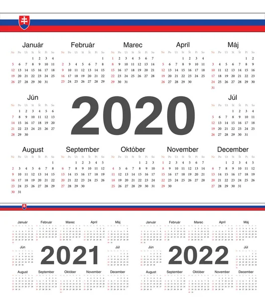 Векторний словацький круг календарів 2020, 2021, 2022. — стоковий вектор