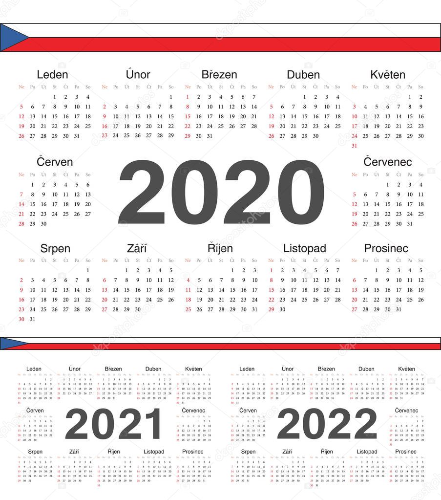 Vector Czech circle calendars 2020, 2021, 2022.