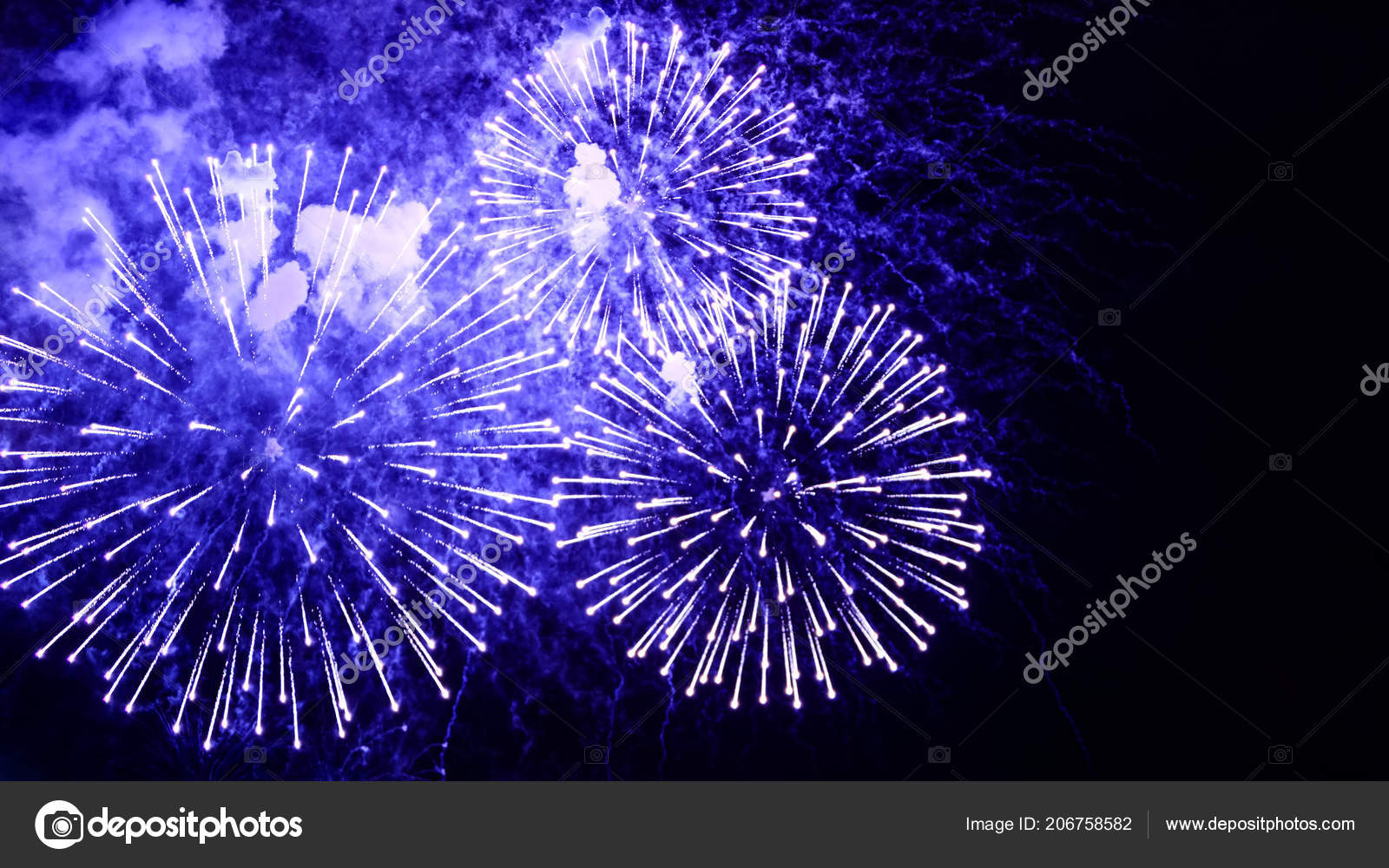 Amazing Fireworks Flowers Night Sky Brightly Blue Fireworks Dark