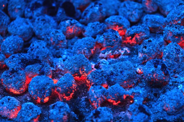 Colorful Red Blue Burning Charcoal Best Background Bbq Grill Pit — Stock Photo, Image