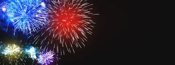 Prachtige Kleurrijke Vuurwerk Achtergrond Met Vrije Ruimte Voor Tekst Beste — Stockfoto