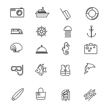 Simge seti seyahat beach Icon set üzerinde dinlenmek, seyahat etmek simge seti yaz