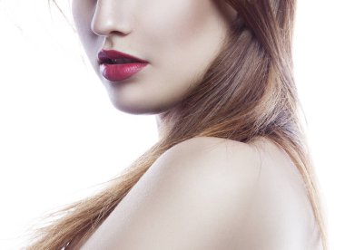 Modern şık makyaj ile kadın portresi kısmi görünümü