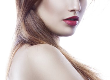 Modern şık makyaj ile kadın portresi kısmi görünümü