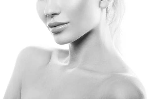 Lips Monochrome Part Beauty Face Body Young Adult Woman Clean — Stock Fotó