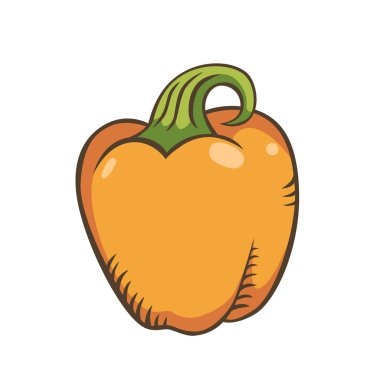 Turuncu biber karikatür izole. Tatlı biber. Vektör biber.