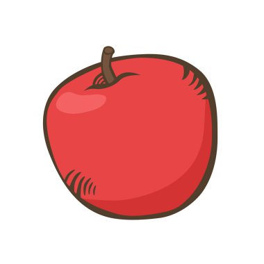 Kırmızı elma vektör. Elle çizilmiş karikatür elma.