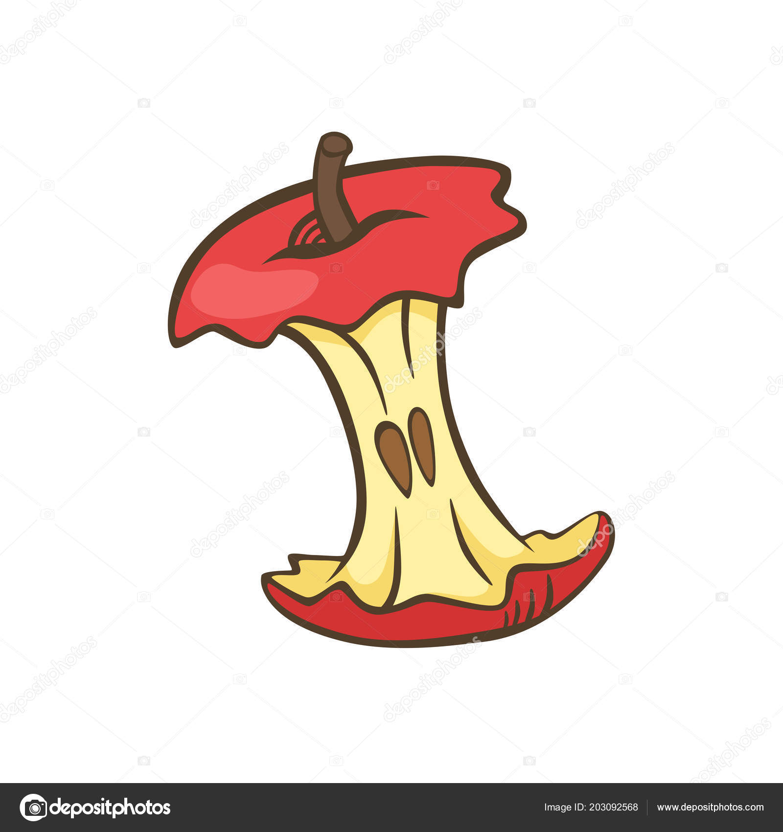Download Red Apple Core Cartoon Isolated Vector Apple Stump Vector ...