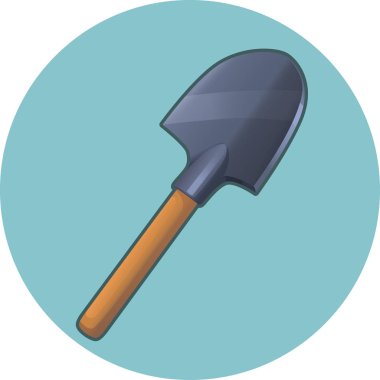 Kürek vektör simgesi. Bina aracı. Çizgi film kürek.