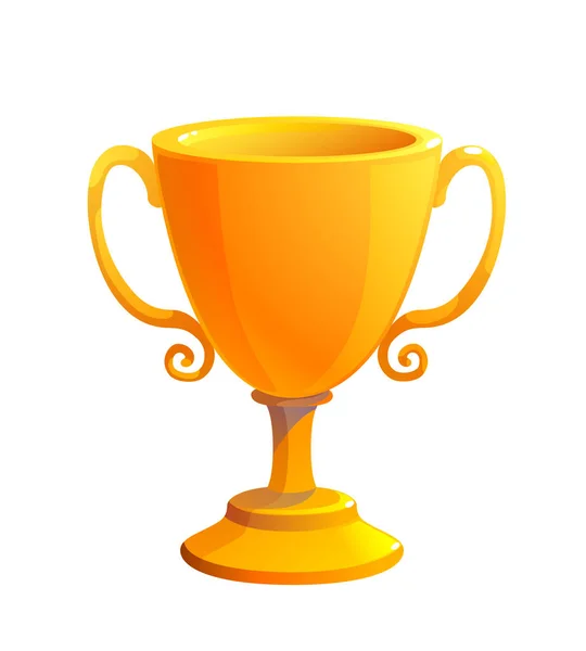 Gold Cup Trophy Award Prize First Place Shiny Trophy White — Stock Vector