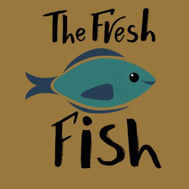 Vektör yazı metin taze balık pazarı