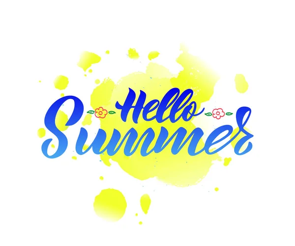 Vector Letras Mano Hello Summer Inscripción Tipográfica Cartel Verano Letras — Vector de stock