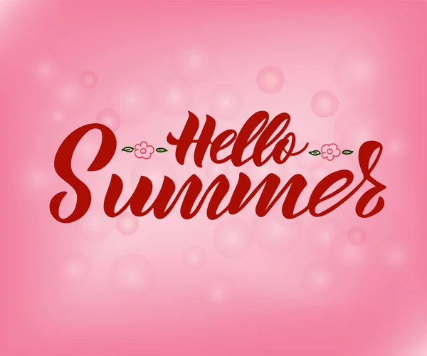 Hand Lettering Vector Hello Summer Typographic Inscription Summer Poster Handwritten — Stock Vector