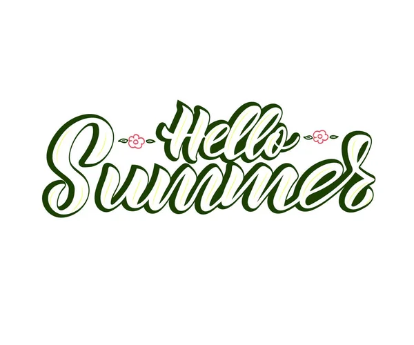 Vector Letras Mano Hello Summer Inscripción Tipográfica Cartel Verano Letras — Archivo Imágenes Vectoriales