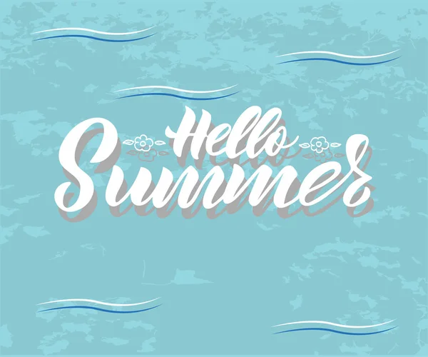 Vector Letras Mano Hello Summer Inscripción Tipográfica Cartel Verano Letras — Archivo Imágenes Vectoriales