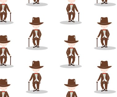 Genç beyefendi kamışı sopa ile klasik retro tarzı giyinmiş ve Seamless modeli.