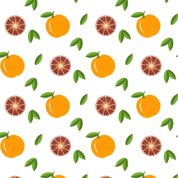 Patrón Sin Costuras Con Naranjas Hojas Ilustración Textura Vectorial Como — Vector de stock