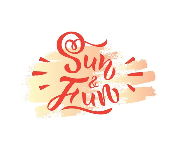 Ilustración Frase Sol Diversión Punto Acuarela Letras Dibujadas Mano Elemento — Vector de stock