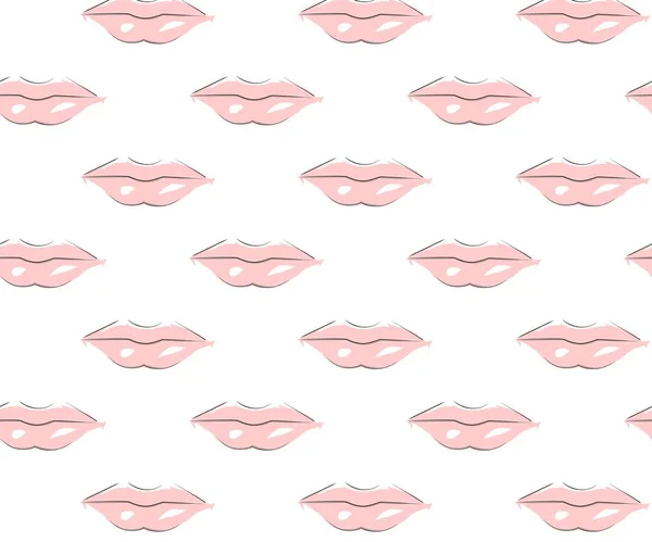 Naadloze patroon van roze lippen met wit glans — Stockvector