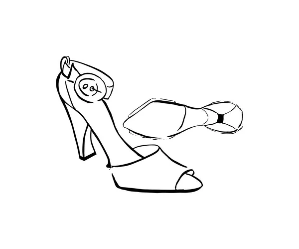 Dibujo Mano Zapatos Clásicos Tacón Alto Icono Para Logotipo Tienda — Archivo Imágenes Vectoriales