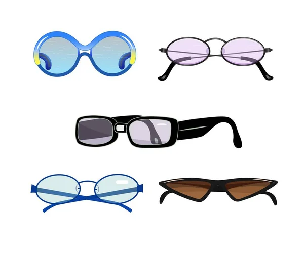 Conjunto Ilustração Óculos Design Plano Vector Como Modelo Para Impressão — Vetor de Stock