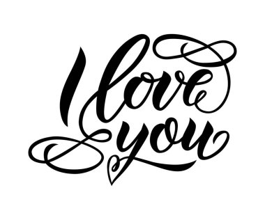 Seni seviyorum. El letterenig modern hat sanatı ile güzelleşmek. Vektör